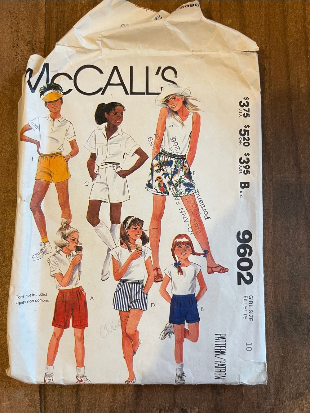 1980s McCall's Girls' Elastic-Waist Shorts Sewing Pattern